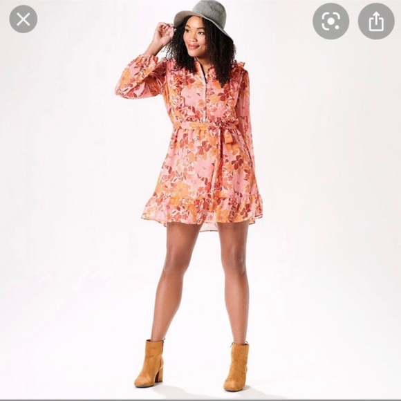 NWT Lauren Conrad Floral  Print Ruffle Mini Dress. - Picture 5 of 16